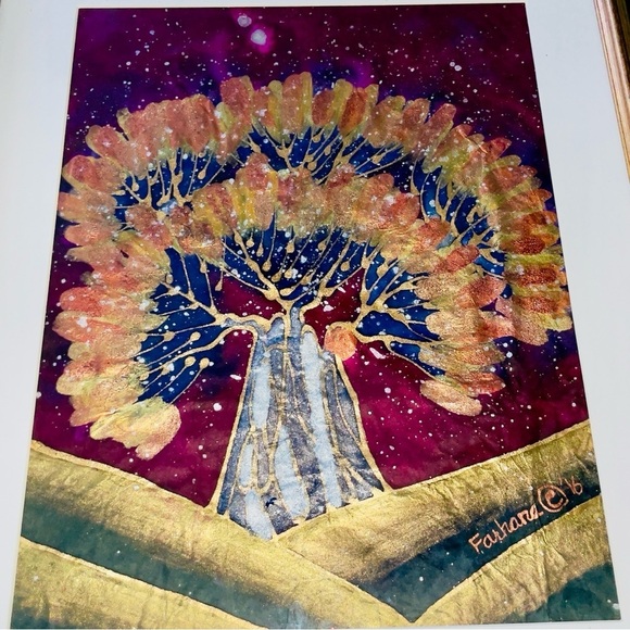 Farhana Hemming Metallic Watercolor Painting 2016 Beautiful Tree Design - Picture 2 of 10